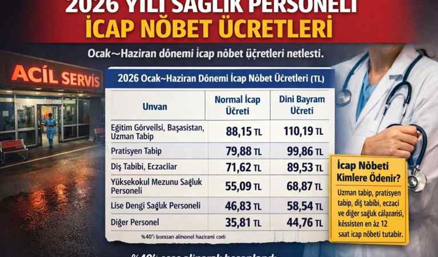 2026 Yılı Sağlık Personeli İcap Nöbet Ücretleri