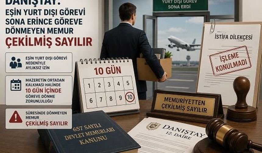 Eşinin yurt dışı görevi sona erince memur göreve dönmeli