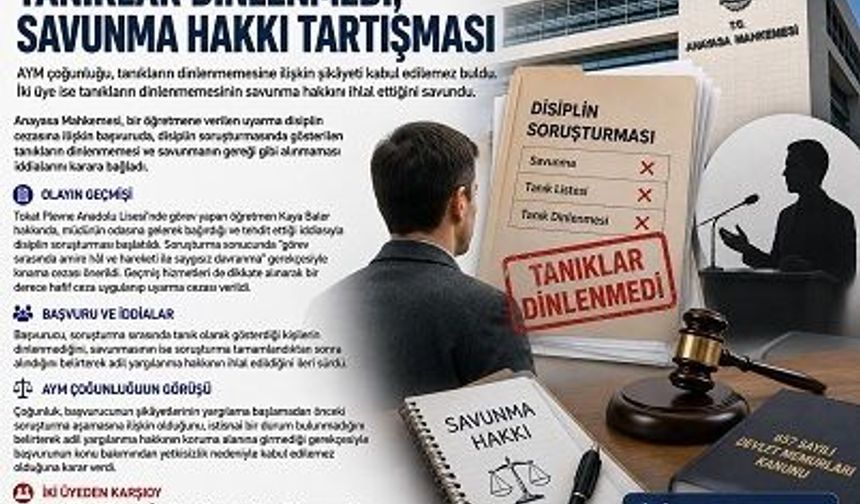 AYM’den Disiplin Soruşturmasında Tanık Kararı