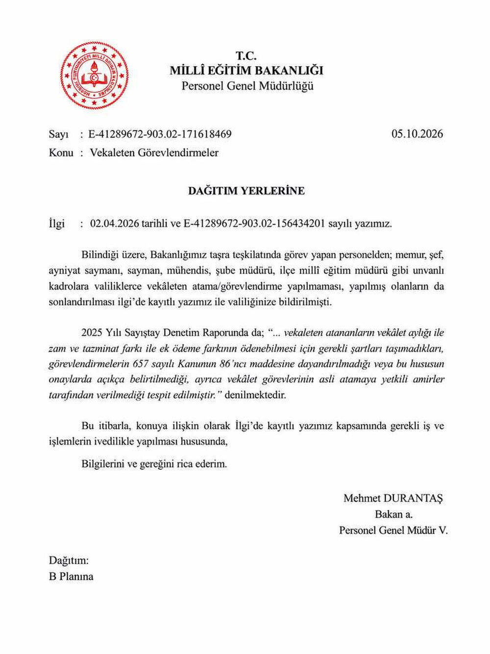 Vekaleten Gorevlendirmeler 150Kb